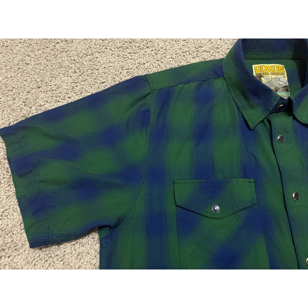 DIXXON Flannel Co. Tahoe Bamboo Blend Short Sleeve Pearl Snap Shirt Green Mens M - Picture 4 of 15